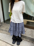 Burmil check midi banding skirt