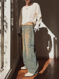 Loose fit ribbed U-neck knit