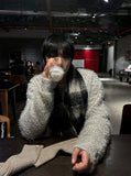 Silver gray angora knit