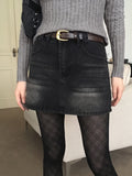 [belt set] Jerick vintage washing denim mini skirt