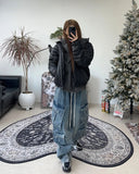 Kens zipper cargo denim pants
