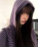 Seoan Stripe Two-Way Knit Hood Zip-Up
