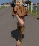 Hippie eyelet belt skirt