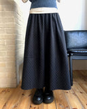 Rie Dot Flare Banding Long Skirt