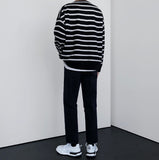 Fuzz Stripe Henley Neck Knit