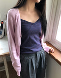 Doan Back Point Lettering V-neck Knit Cardigan
