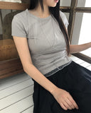 Catin Dot See-through Halter Neck Layered Short Sleeve T-Shirt