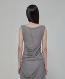Draped Mesh Layered Sleeveless