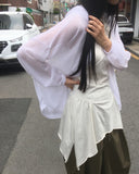 Tskin See-through Linen Hooded Cardigan