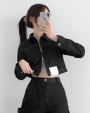 Raw non-fade cropped two-way jacket