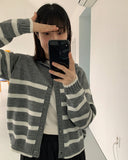 Surring Stripe Hood Knit Cardigan