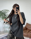 Elo waffle pigment henley neck short sleeve tee