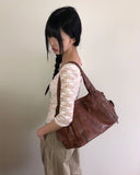 Griffin Leather Multi-Pocket Shoulder Bag
