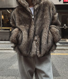 Chase Wolf Fur Hooded Zip-Up