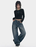 LINE DOTS U-Neck Long Sleeve