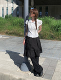 Eva Summer Cap Sleeve Lace Collar Blouse