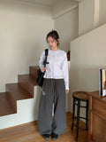 [BAONHAUS] Corylin Star Patch Banding Wide Pants