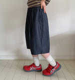 [unisex] Cant Raw Denim Banding Bermuda Pants