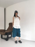 Dinple Oversized Fit Pile Bermuda Cargo Pants