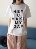Heyu Lettering Cropped Short-Sleeved T-shirt
