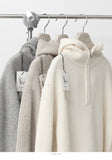 [Premium] Cashmere Knit Hood Half Zip Up