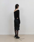 Button Slit Midi Skirt