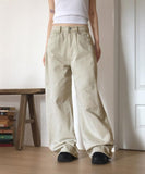 Dus Side Folding Pintuck Wide Cotton Pants