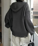 Atonic Lettering Hood Zip-Up Knit