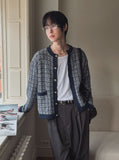 Noir Tweed Pocket Round Cardigan