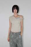 DIAGONAL BUTTON HOODED TOP