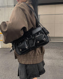 Cont Leather Pocket Shoulder Bag
