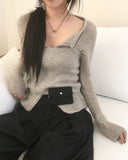 Sseueo sleeveless bustier knit cardigan set