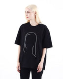 Minimal face Art Line Embroidery Short Sleeve
