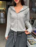 Benny Semi-Crop Hooded Cardigan