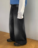 Tilt button denim wide pants