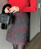 Cleans Check Tweed A-Line Mini Skirt