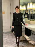 Newriel Wool Tweed H-Line Midi Skirt
