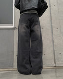 [A/M] Khama Black Denim Washing Wide Pants