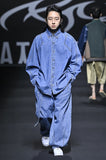 Asymmetric Washed Denim Pants