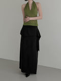 Scar Drape Layered Wrap Long Skirt