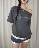 Star fairy boat-neck cut short sleeves