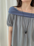 Kahini Off-shoulder Tie Shirring Short Sleeve Tee