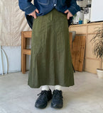 Poiku Nylon Banding Long Skirt