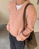 Polkin mix color V-neck wool knit