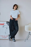 Washed Balloon Cargo Denim Pants