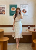 Deloe Wrinkle Unbalance Slit Long Skirt