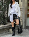 Sunlit strap shirring nylon zip-up jacket