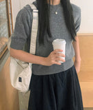 Moei round wool short sleeve knit