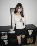 Muite U-Neck Pocket Long Sleeve T-Shirt