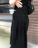 Glen Side Snap Wide Cotton Pants